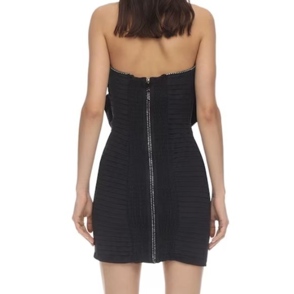 NWT FOR LOVE & LEMONS CELESTE MOIRE BLACK BOW STRAPLESS MINI DRESS SIZE M - Picture 3 of 10